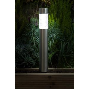 Noma Solar Stainless Steel Bollard Light with White LED with Glass Lens, Large, 60cm