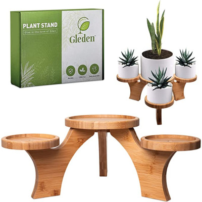 Indoor Flower Plant Stand Holder – 4 Tiers of High Quality Bamboo Wood