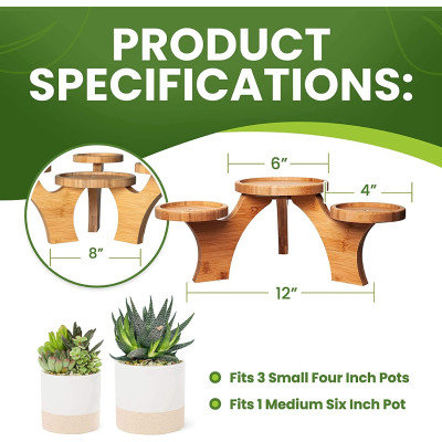 Indoor Flower Plant Stand Holder – 4 Tiers of High Quality Bamboo Wood
