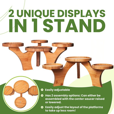 Indoor Flower Plant Stand Holder – 4 Tiers of High Quality Bamboo Wood
