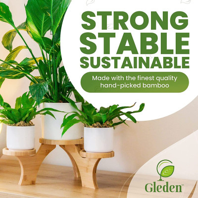 Indoor Flower Plant Stand Holder – 4 Tiers of High Quality Bamboo Wood