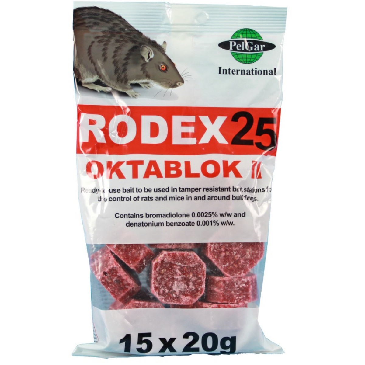 Rodex 25 Oktablok II Rat & Mouse Poison – 15 x 20g Blocks